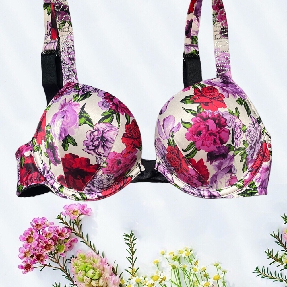 Victoria’s Secret Bombshell plunge spring floral push-up bra! 32B​​​​